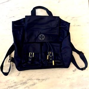 Navy Tory Burch nylon backpack.
